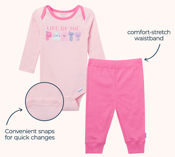 4-Piece Baby Girls Party Rainbow Onesies® Bodysuits and Pants