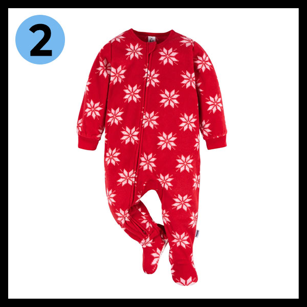 Baby & Toddler Neutral Red Snowflakes Footed Fleece Pajamas