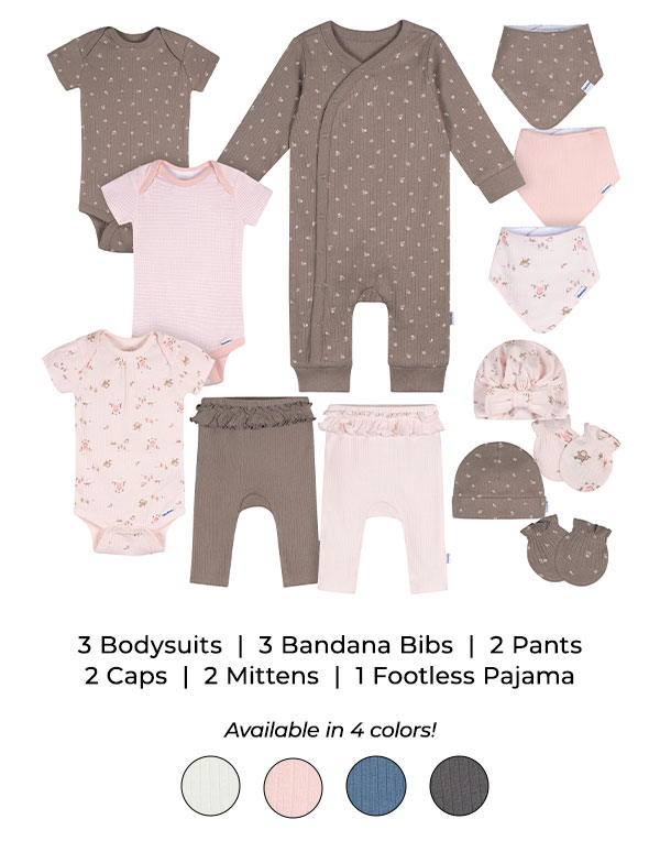 13-Piece Baby Girls Garden Baby Essentials Gift Set