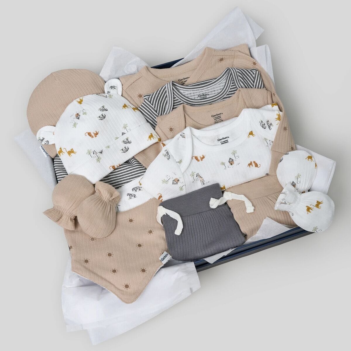 13-Piece Baby Neutral Safari Baby Essentials Gift Set