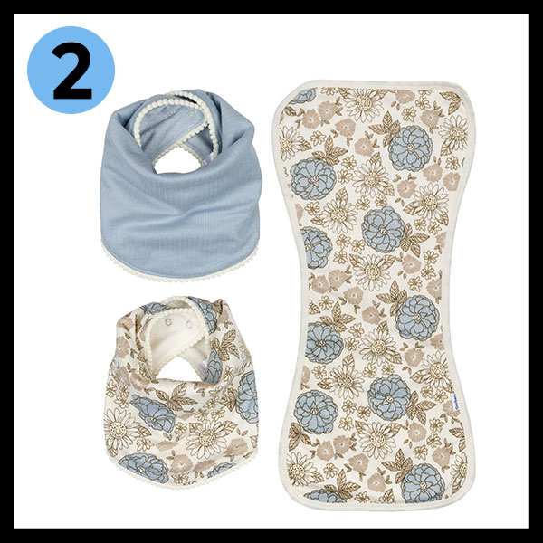 3-Piece Baby Girls Girl Retro Floral Bandana Bib & Burpcloth Set