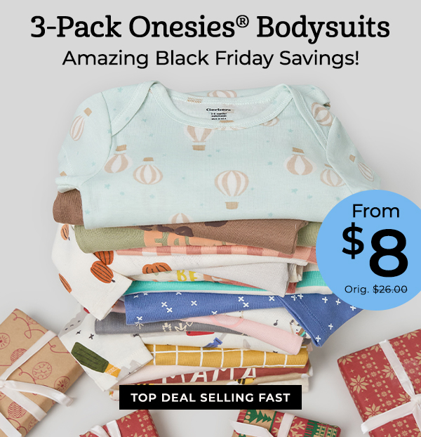 3-pack Onesies Bodysuits - Amazing Black Friday Savings from $8