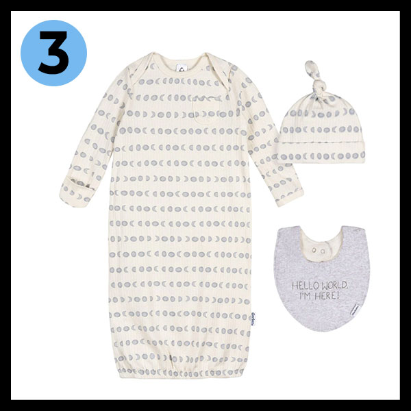 3-Piece Baby Neutral Moons Gown Set