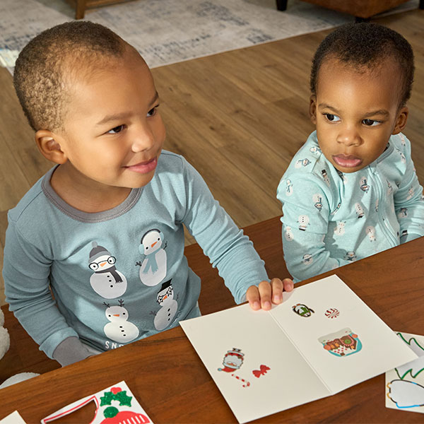 2-Piece Infant & Toddler Snowman Stripe Snug Fit Pajama Set