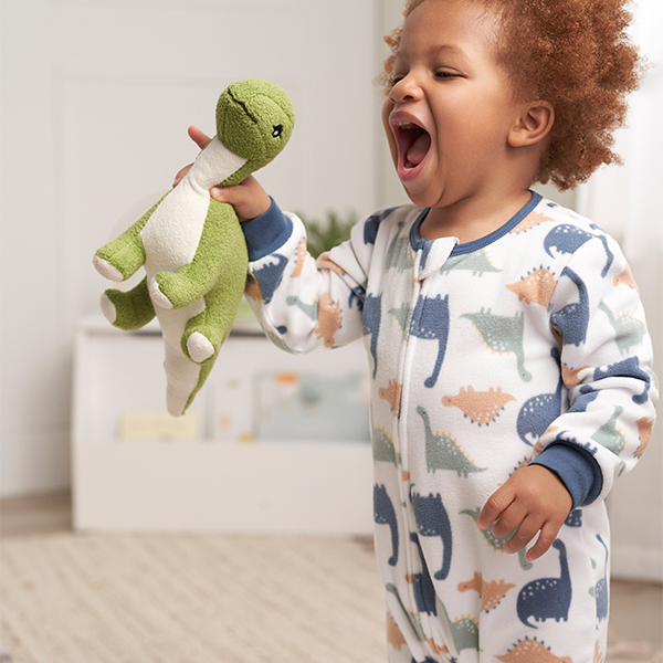 2-Pack Baby & Toddler Boys Dinos & Wide Stripe Fleece Pajamas