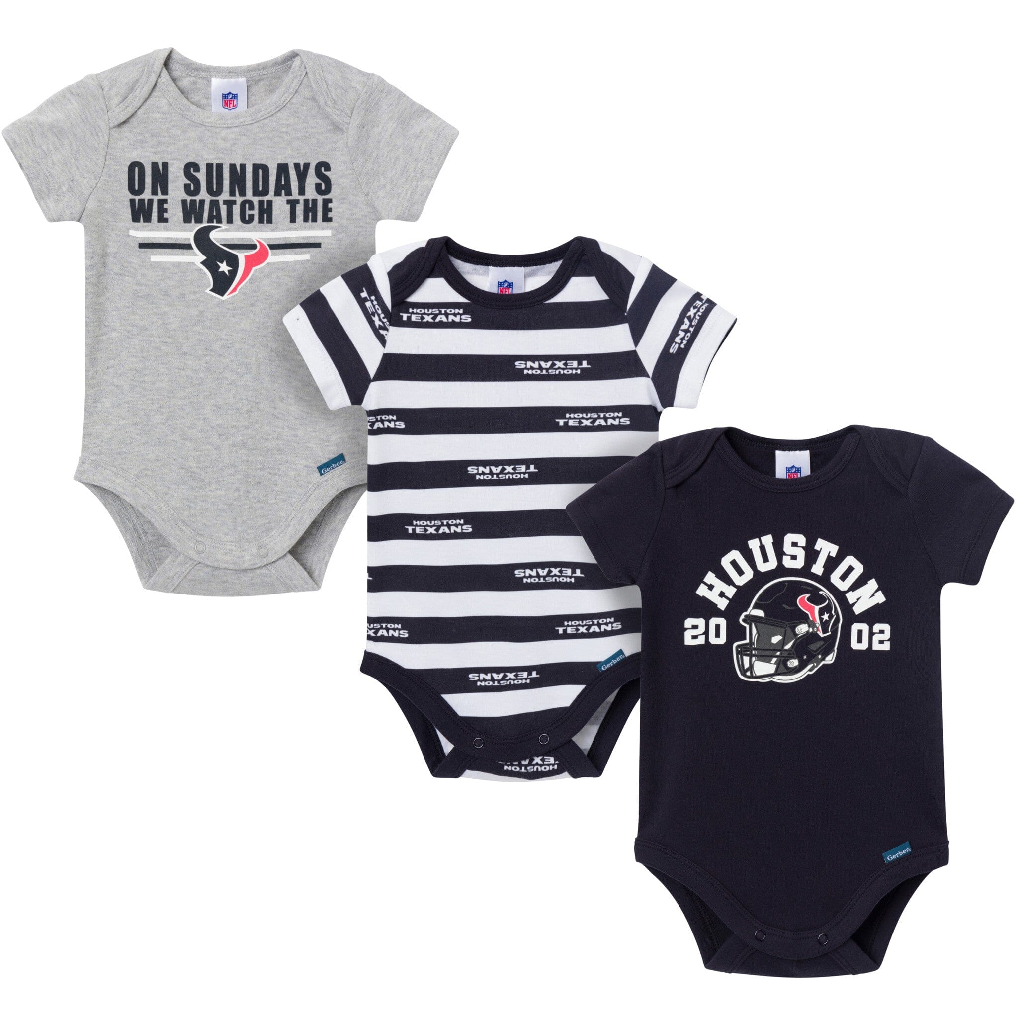3-Pack Baby Boys Houston Texans Short Sleeve Bodysuits