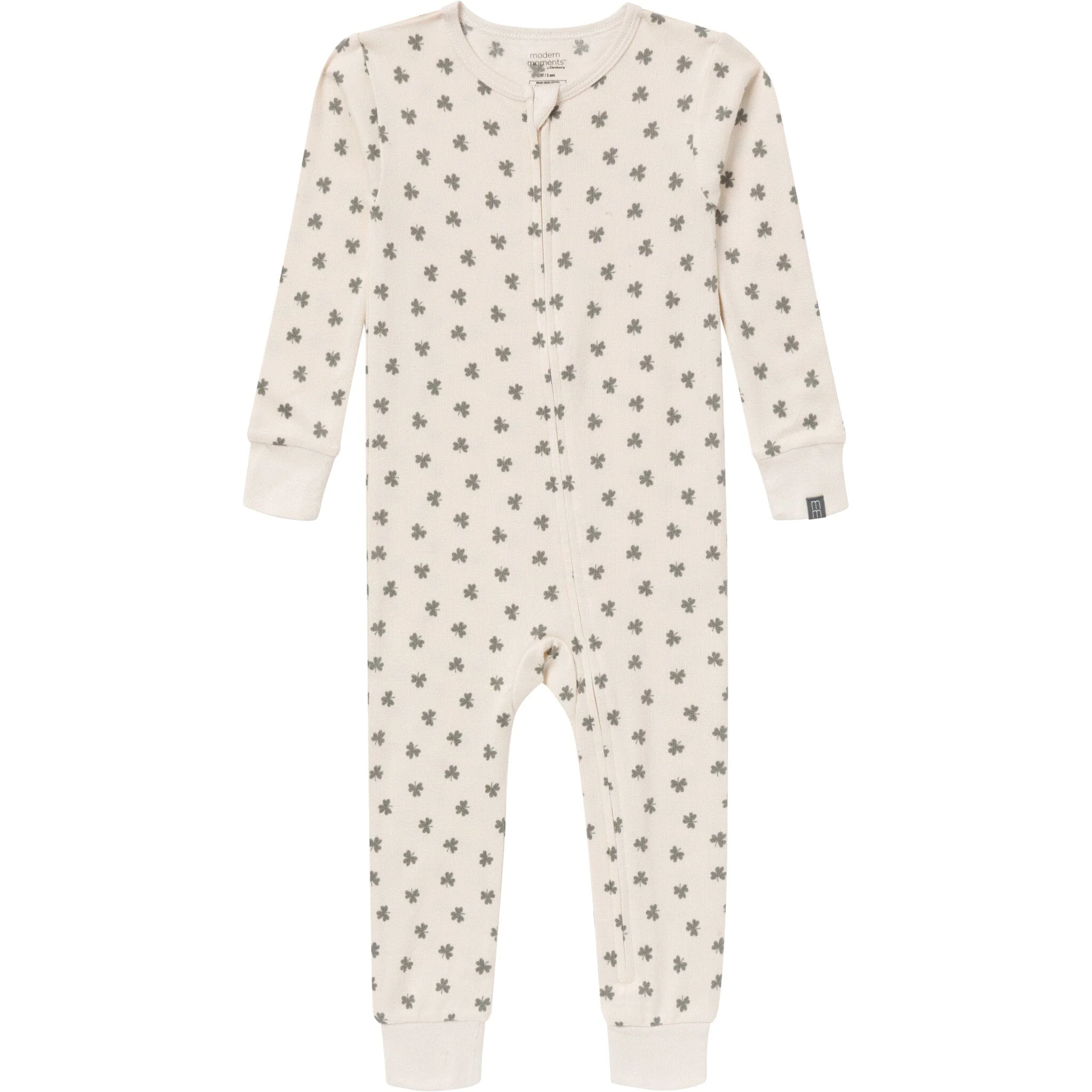Baby & Toddler Neutral Beige Shamrock Snug Fitting Footless Hacci Pajamas