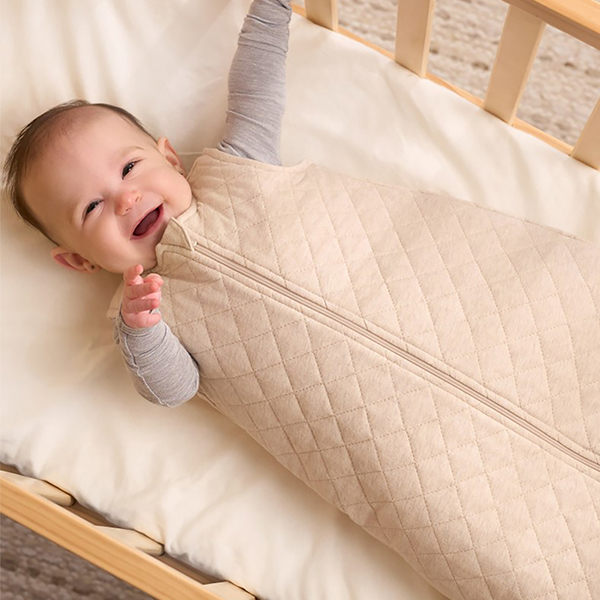 Embroidered Baby Neutral Oatmeal Heather Quilted Jersey Wearable Blanket