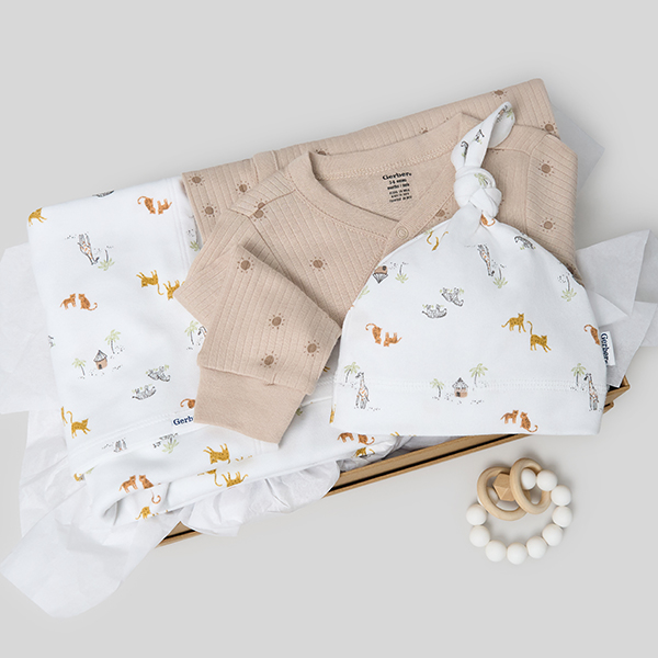 3-Piece Baby Neutral Safari Sleep Starters Gift Set