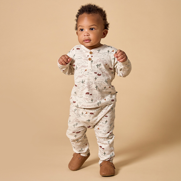 4-Piece Baby Boys Buffalo Desert Henley Tops and Pants Set