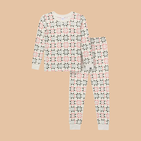2-Piece Girls Mosaic Snug Fit Pajama Set