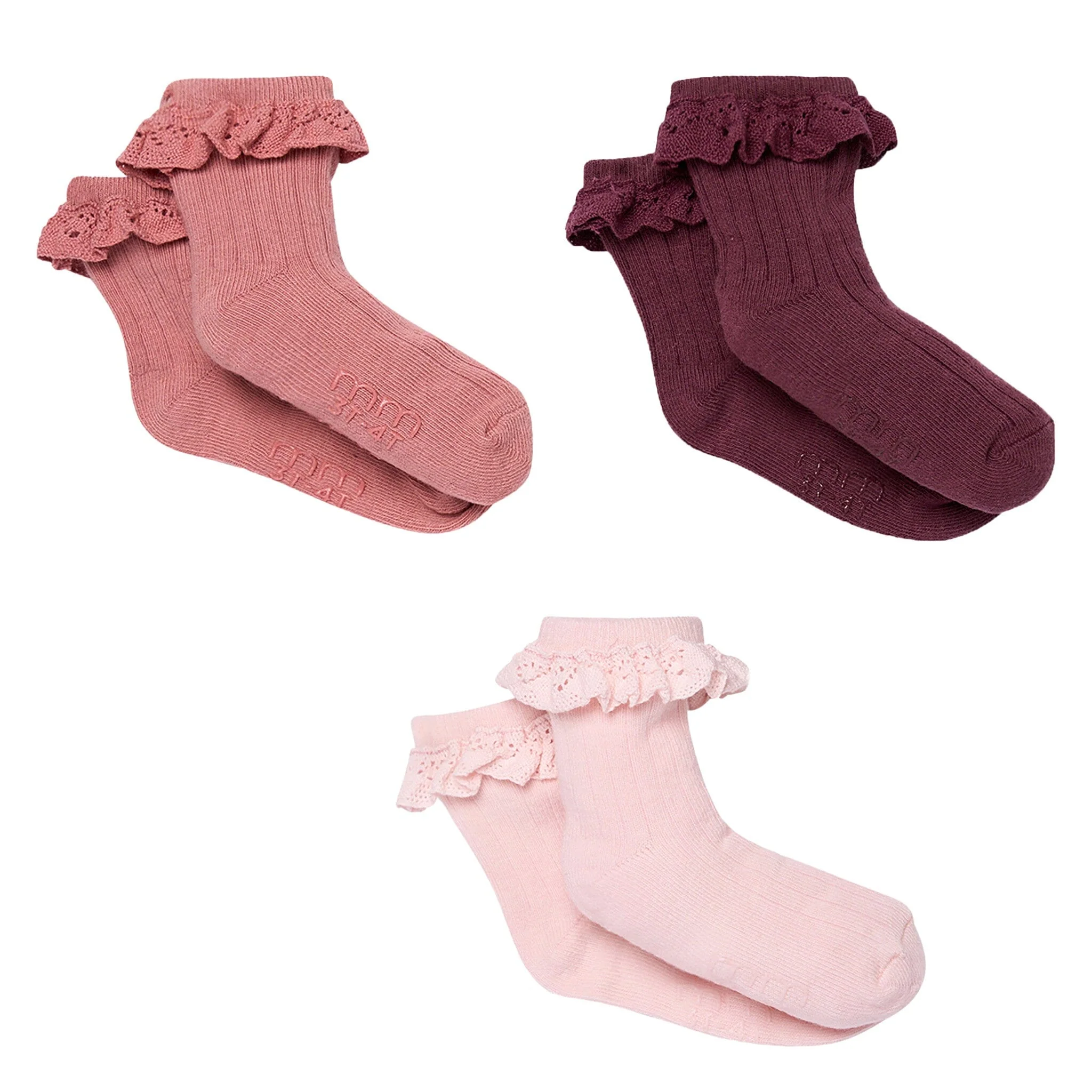 3-Pack Toddler Girls Pink Lace Socks