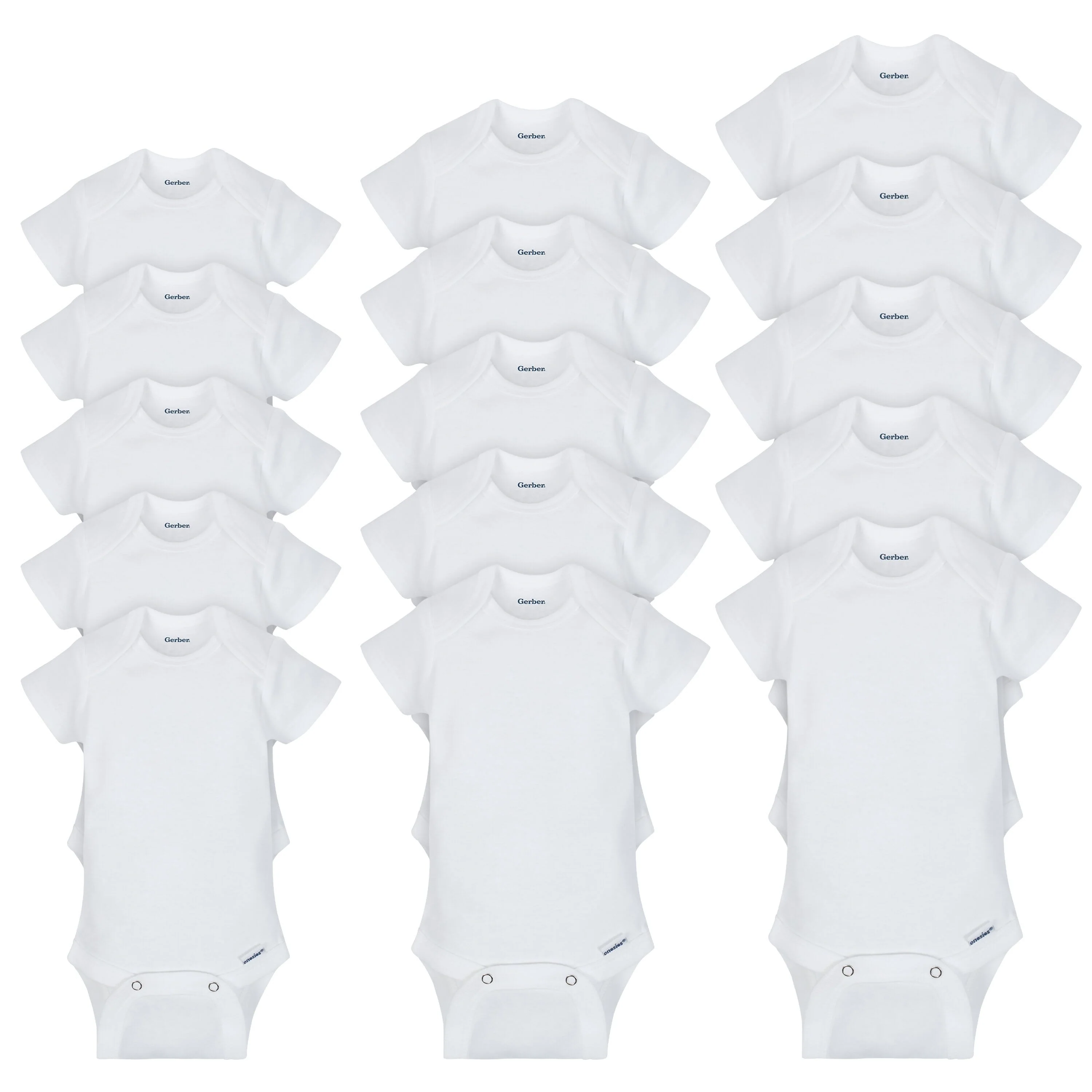 Onesies® 15-Pack Grow-With-Me White Short Sleeve Bodysuits Assorted Size Set
