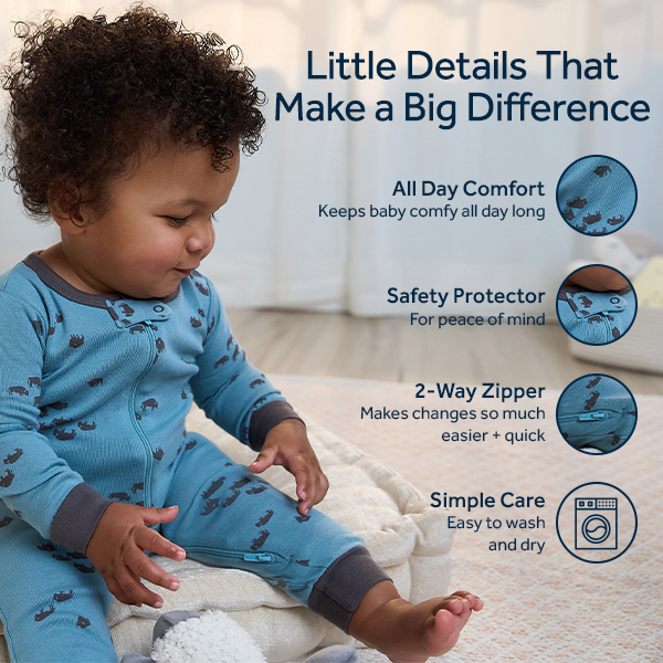 Little Details That Make a Big Difference - All day comfort, safety protector, 2-way zipper and simple care