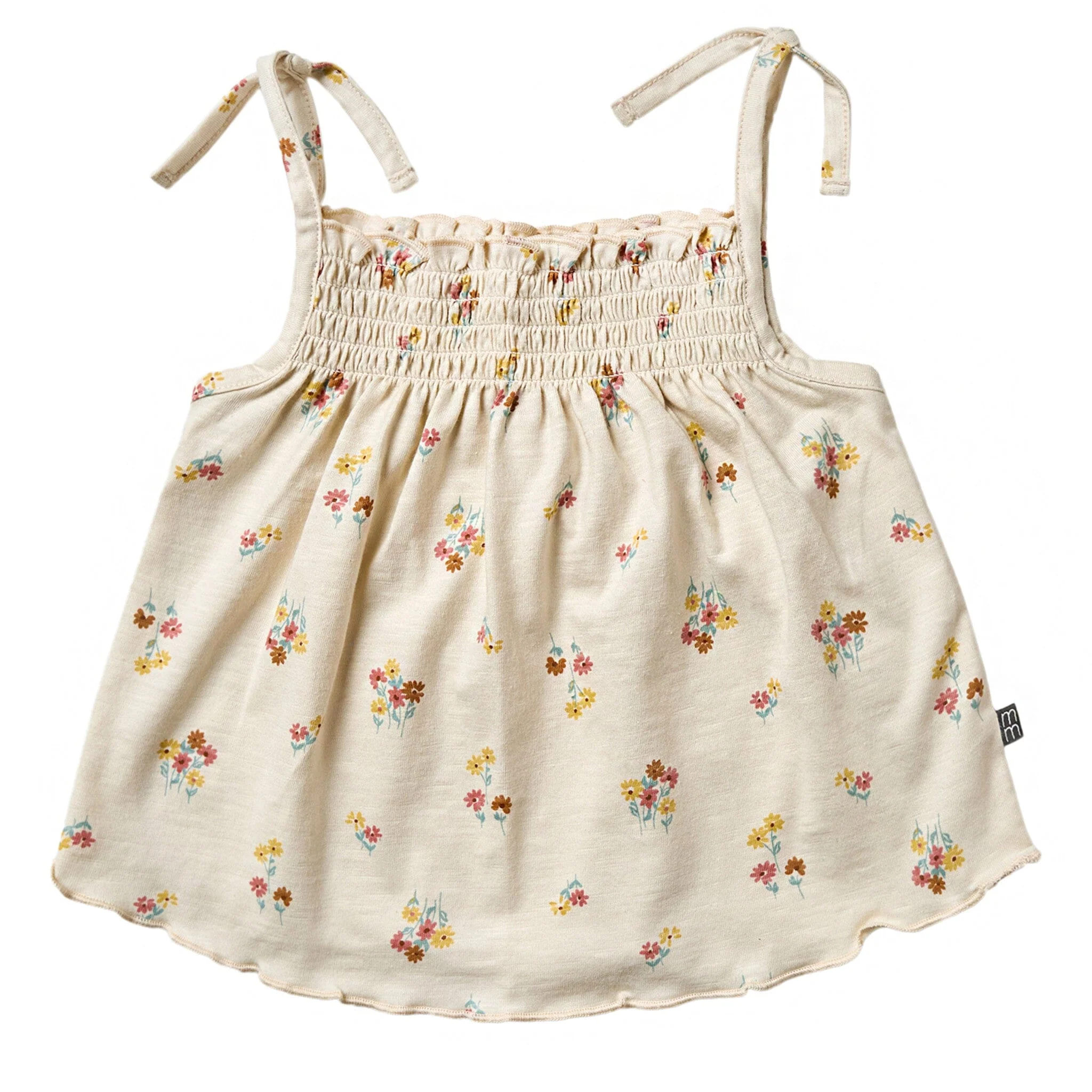Infant & Toddler Girls Light Beige Flowers Smocked Sleeveless Top
