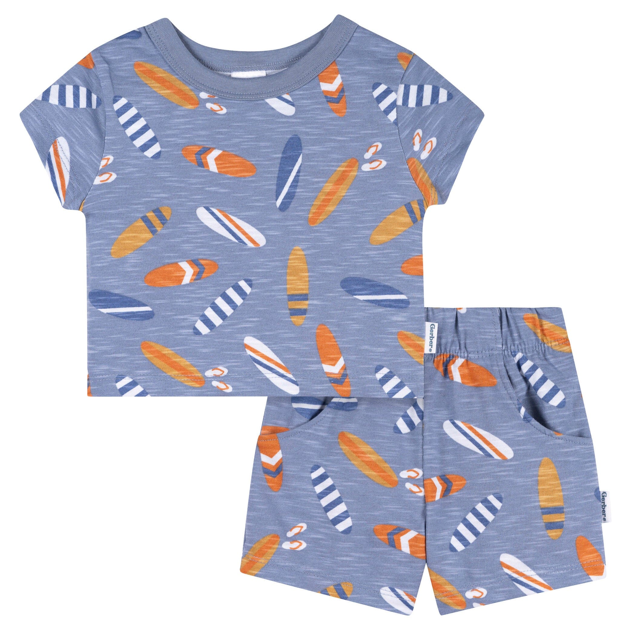 2-Piece Baby & Toddler Boys Surfboard T-Shirt and Shorts Set