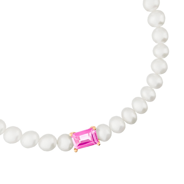 mini cocktail pearl and pink topaz bracelet