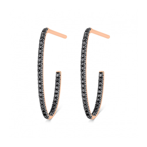 ellipse black diamond hoops