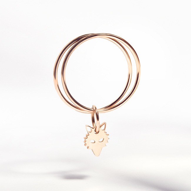 Wolf double circle ring