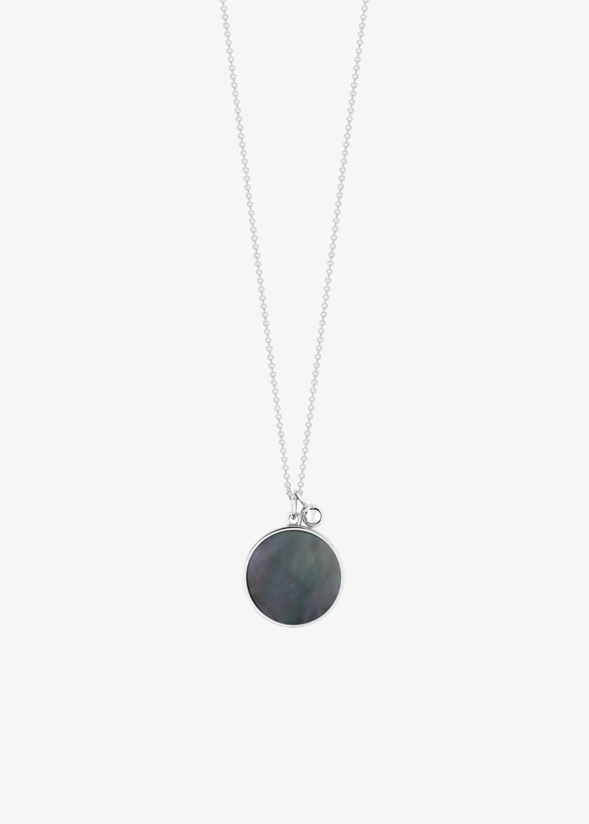 black MOP disc on chain