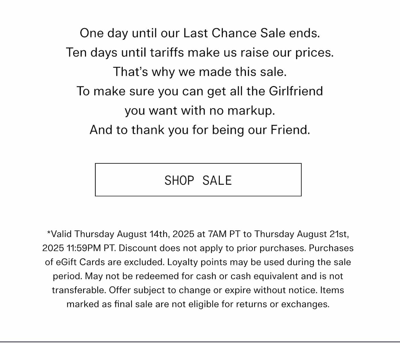 Girlfriend collective shop the last chance sale
