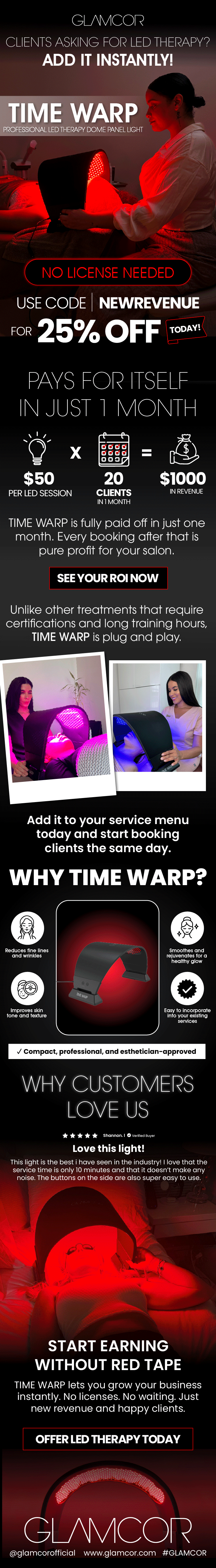 Offer LED Therapy instantly. No license needed. And enjoy 25% OFF today!