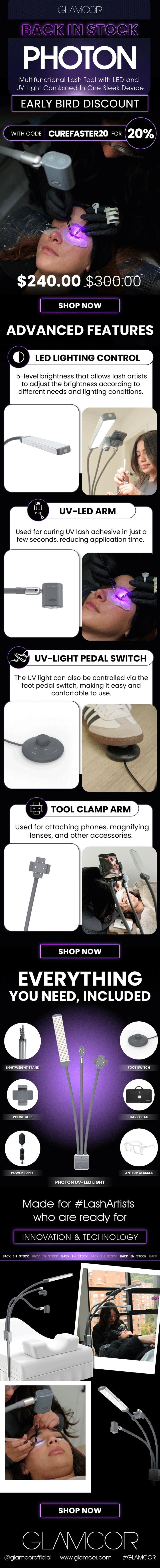 Your must-have lash tool is back. UV curing + LED lighting + 20% OFF. Get yours before it’s gone.