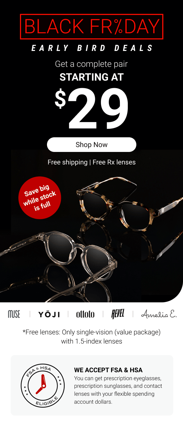 Glasses starting at $29