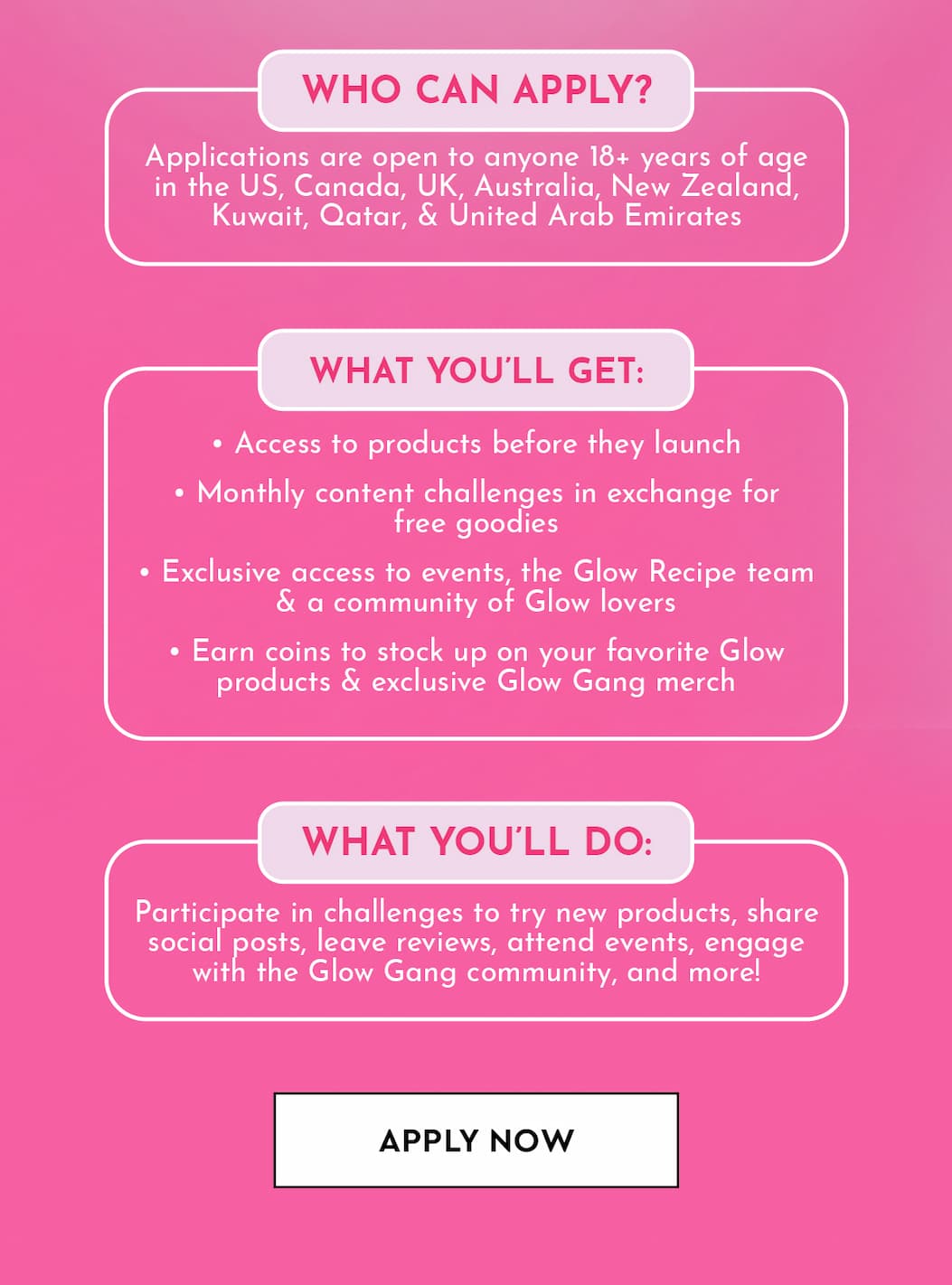 Apply to be a Glow Gang Ambassador