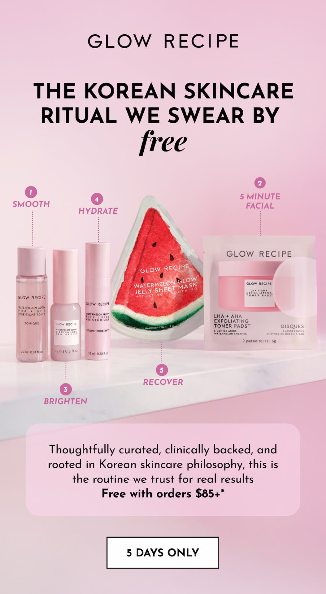 5 Days Only: Free 5-piece mini Korean Skincare routine