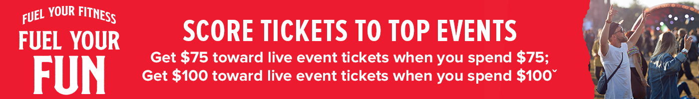 Score Tickets to Top EventsL Get $75 toward live event tickets when you spend $75; Get $100 in live event tickets when you spend $100.