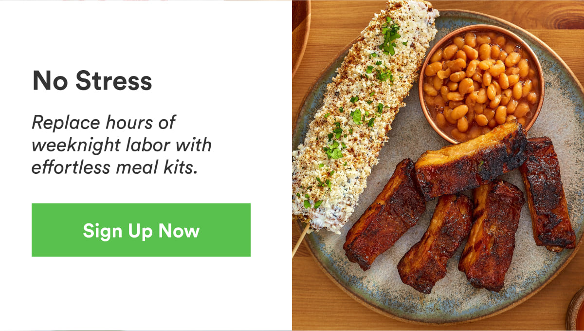 Replace hours of weeknight labor with effortless meal kits.