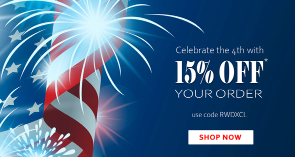 Celebrate the 4th with 15% OFF* YOUR ORDER. use code RWDXCL. SHOP NOW >