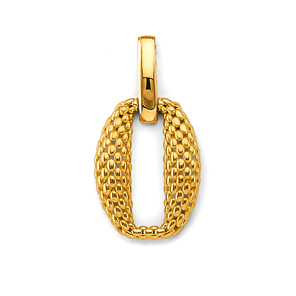 Woven Open Oval Pendant in 14K Yellow Gold