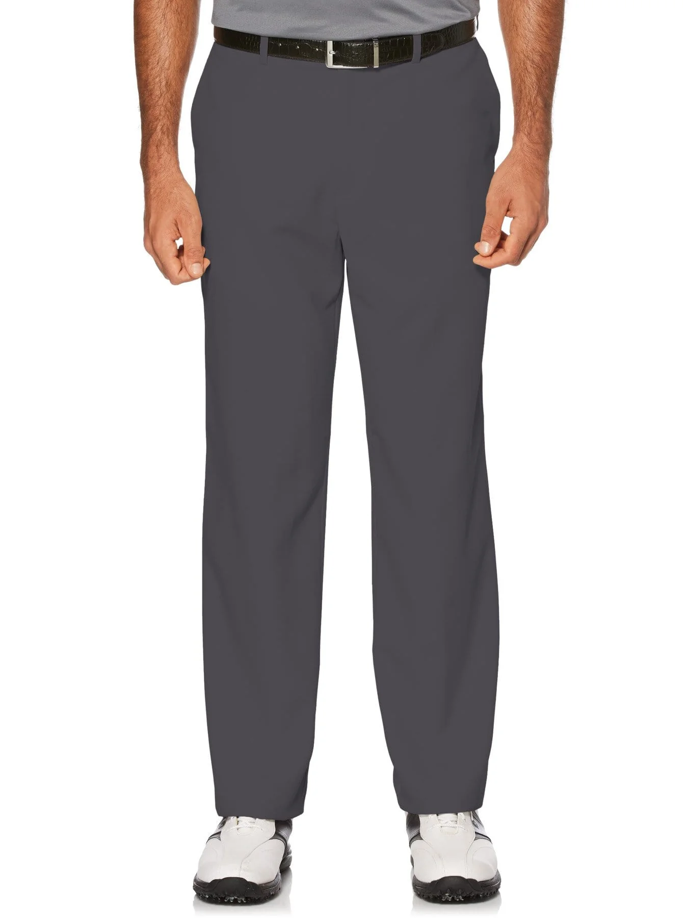 Image of Men's Flat Front Expandable Waistband Pant - Dark Gray