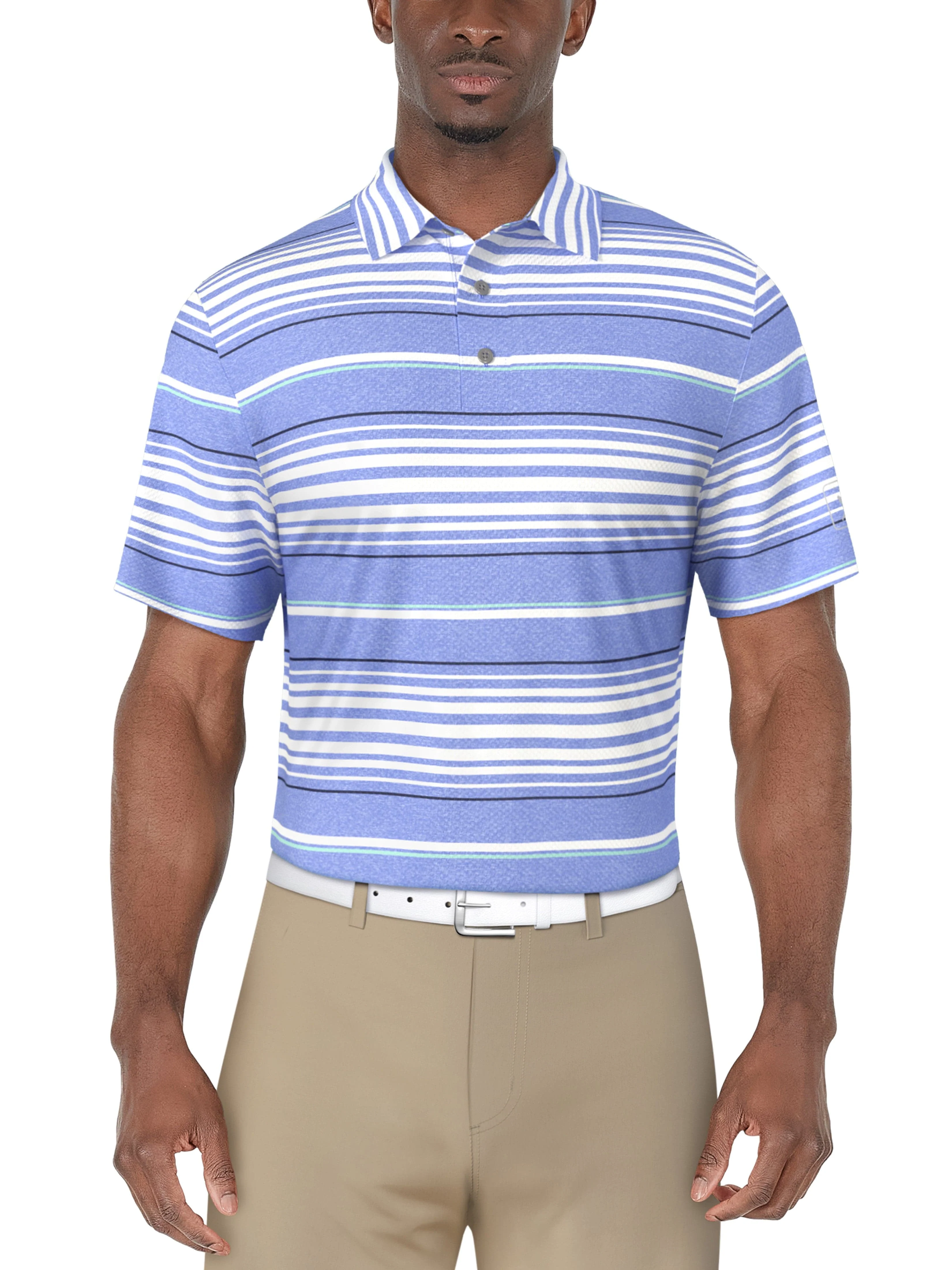 Image of Men's Short Sleeve Chest Stripe Printed Polo