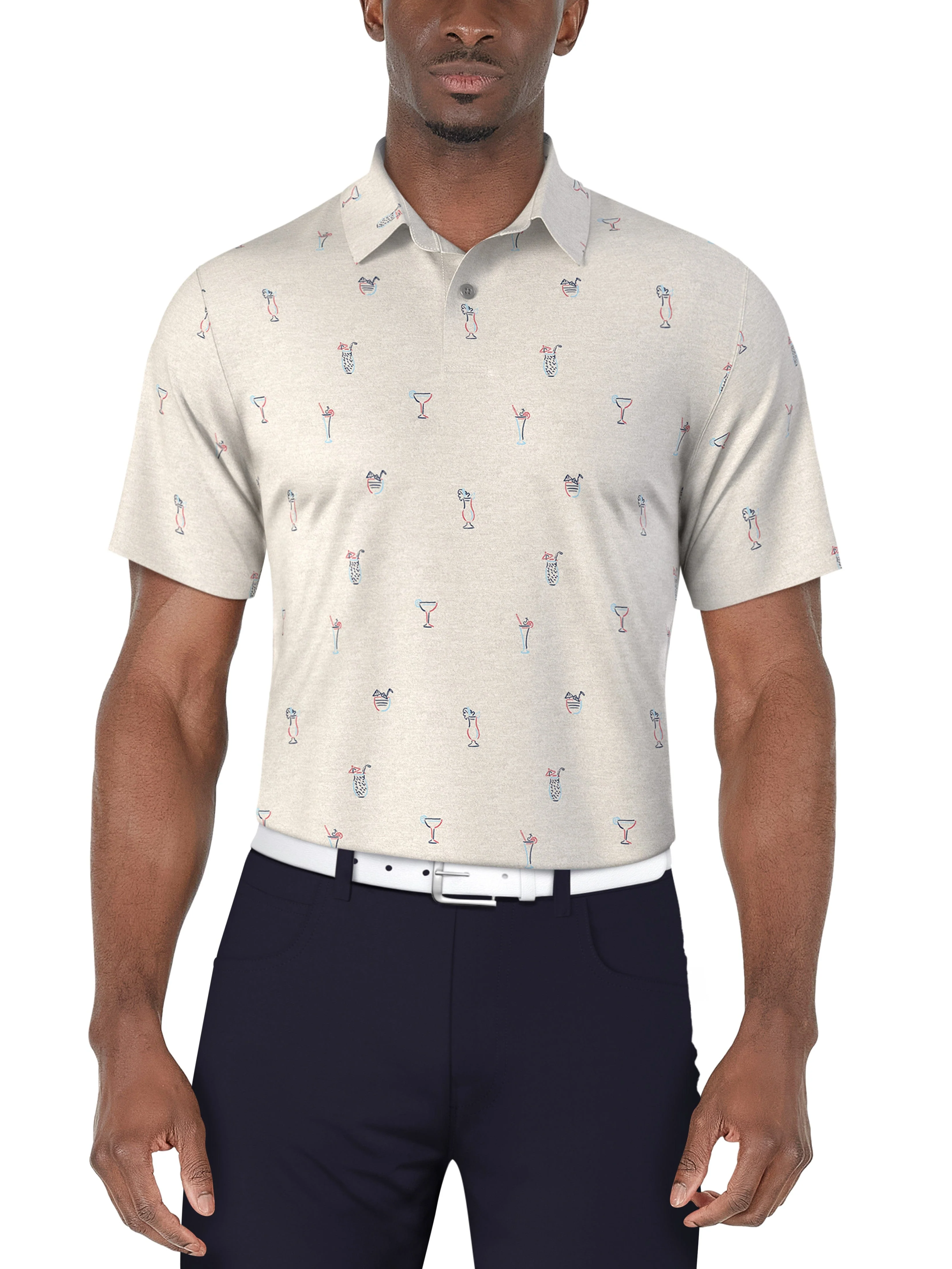 Image of Men's Drink Print Golf Polo