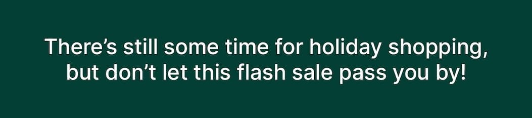 There’s still some time for holiday shopping, but don’t let this flash sale pass you by!