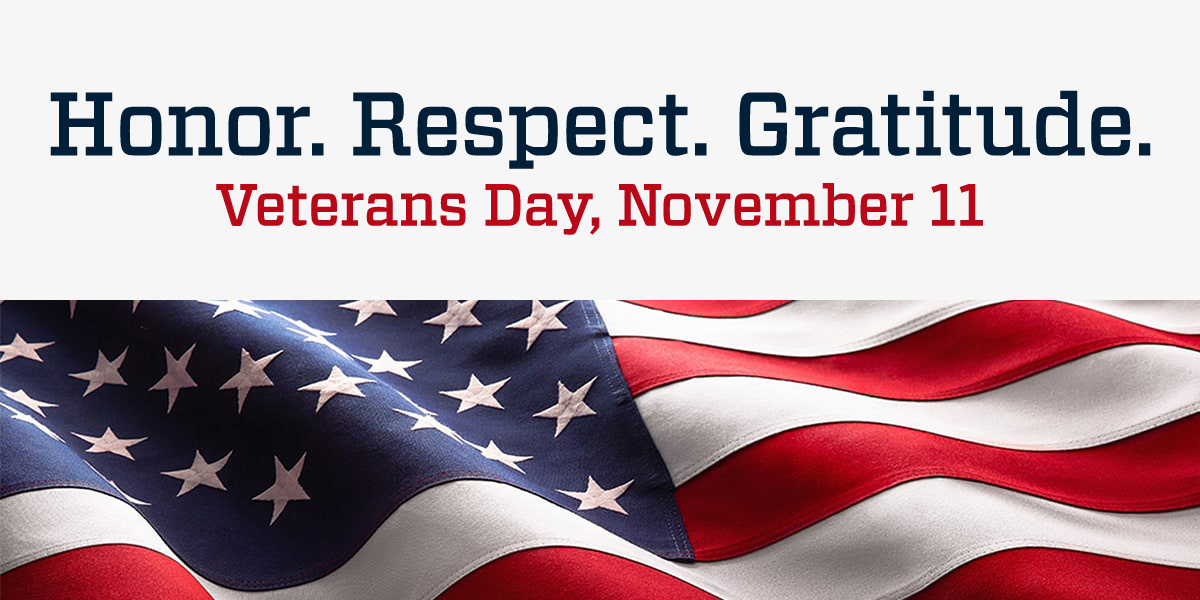 &nbsp;Honor. Respect. Gratitude. Veterans Day, November 11.