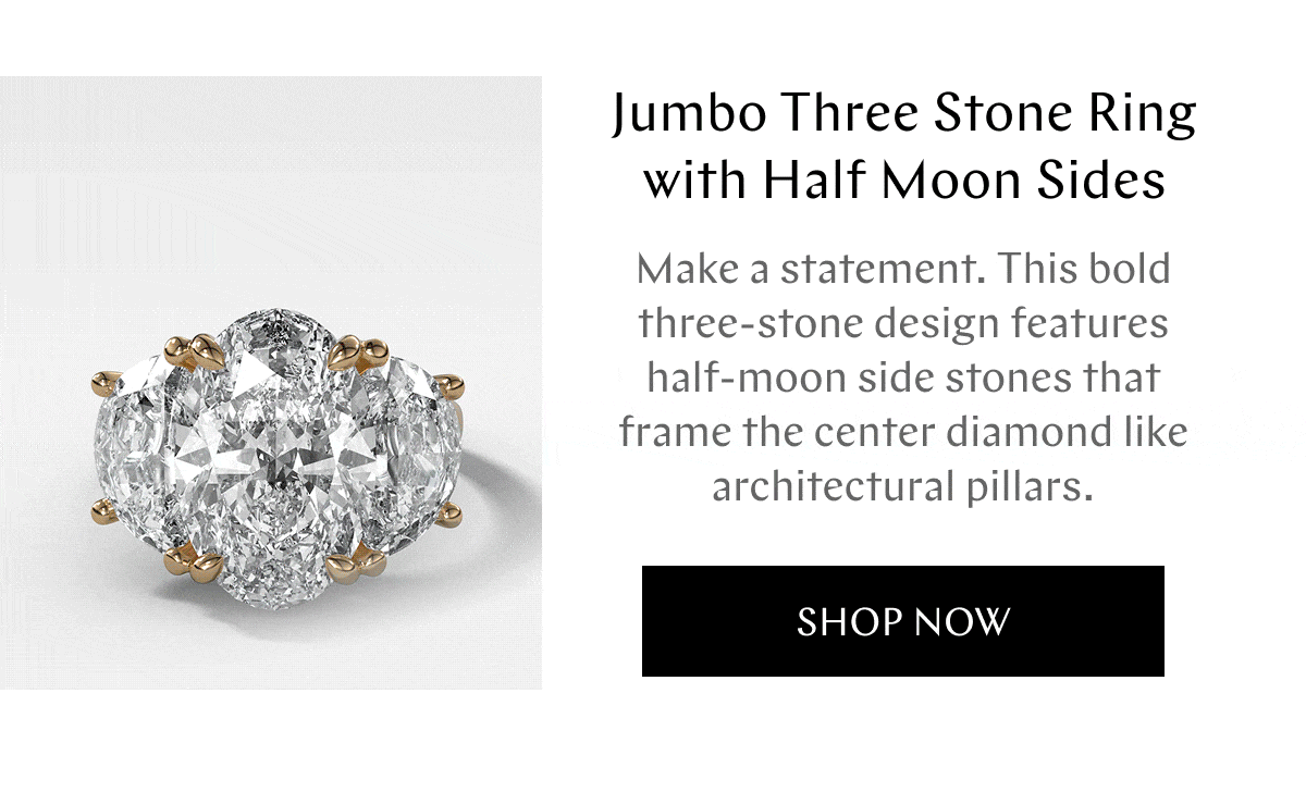 GOODSTONE - Jumbo Three Stone Ring With Half Moon Sides