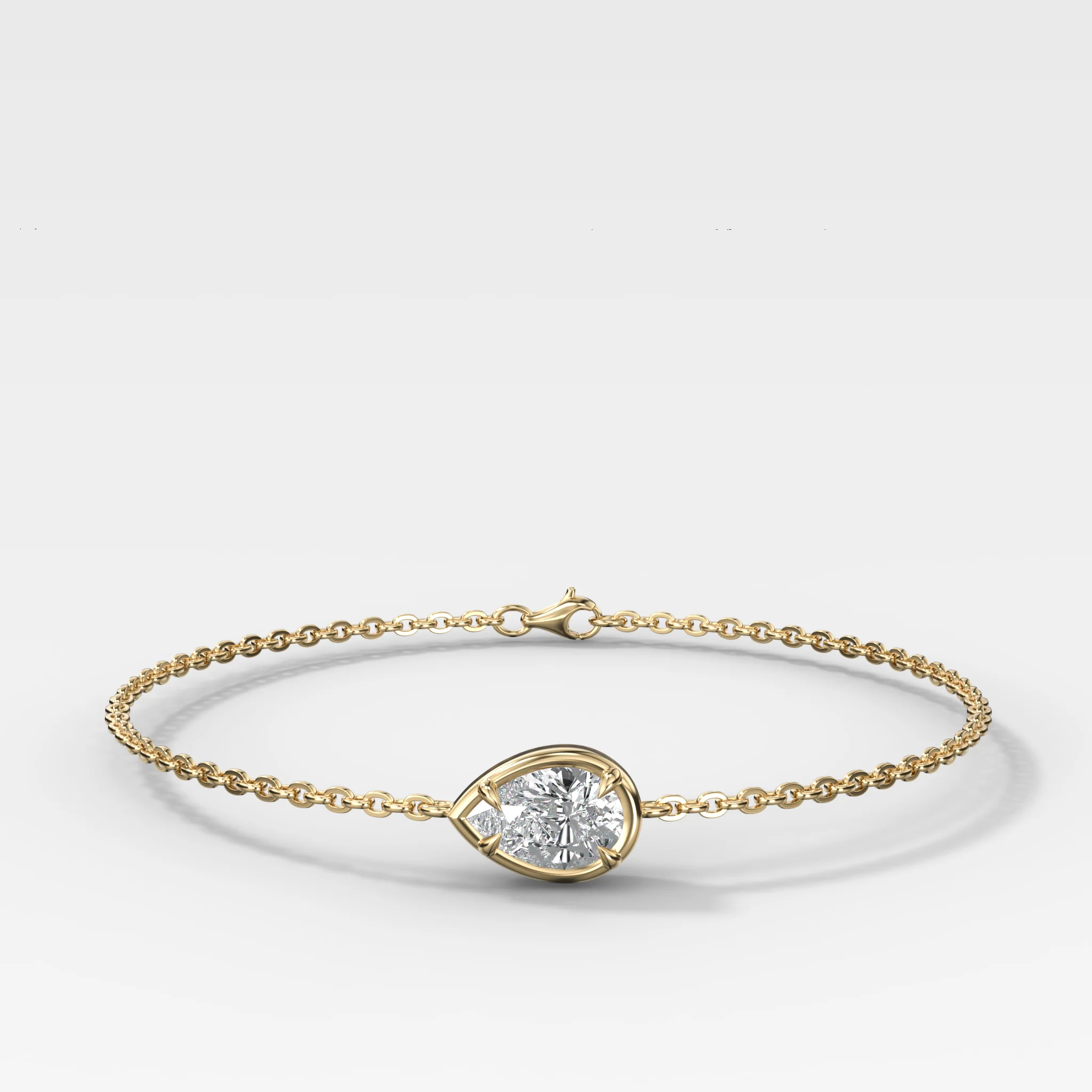 Image of Single Stone Bezel Bracelet with East West Pear