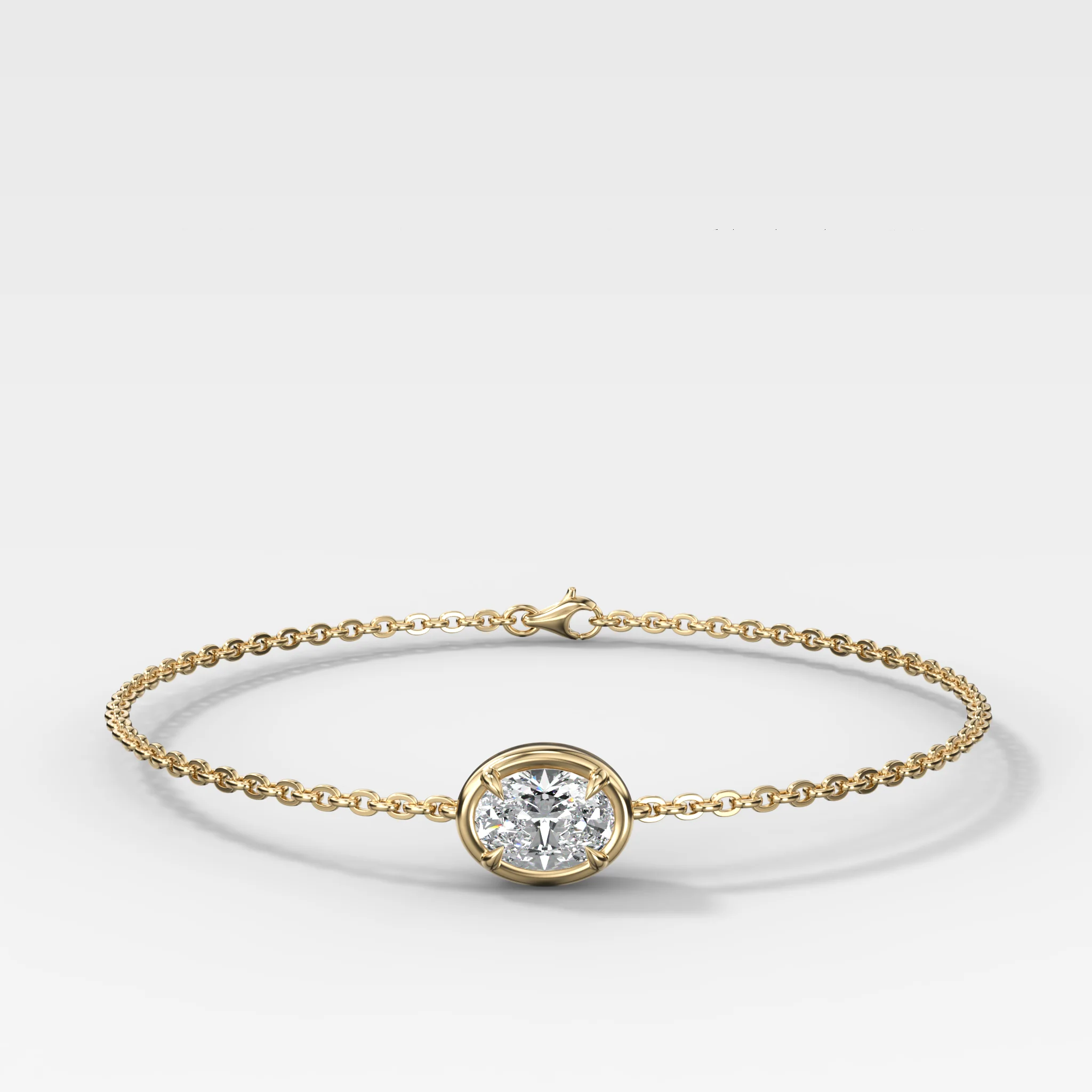 Image of Single Stone Bezel Bracelet with East West Oval