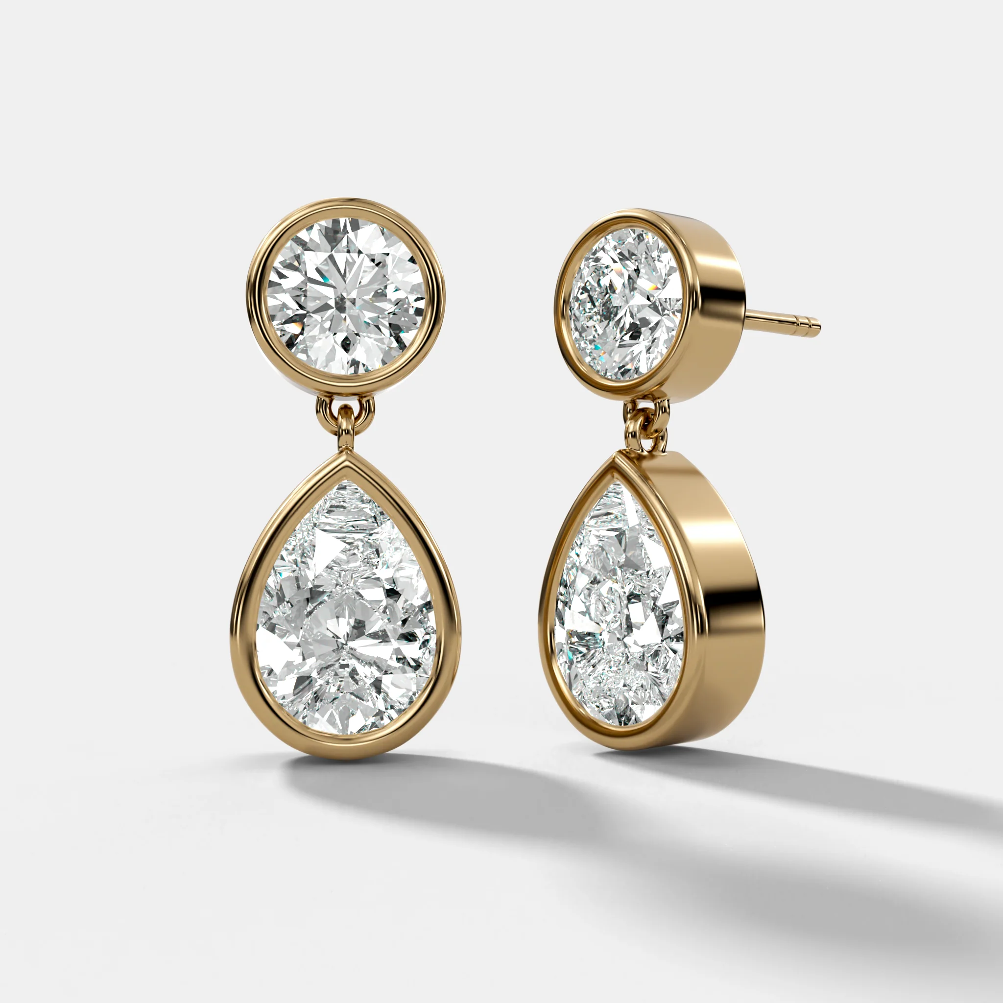 Image of Bezel Teardrop Diamond Earrings