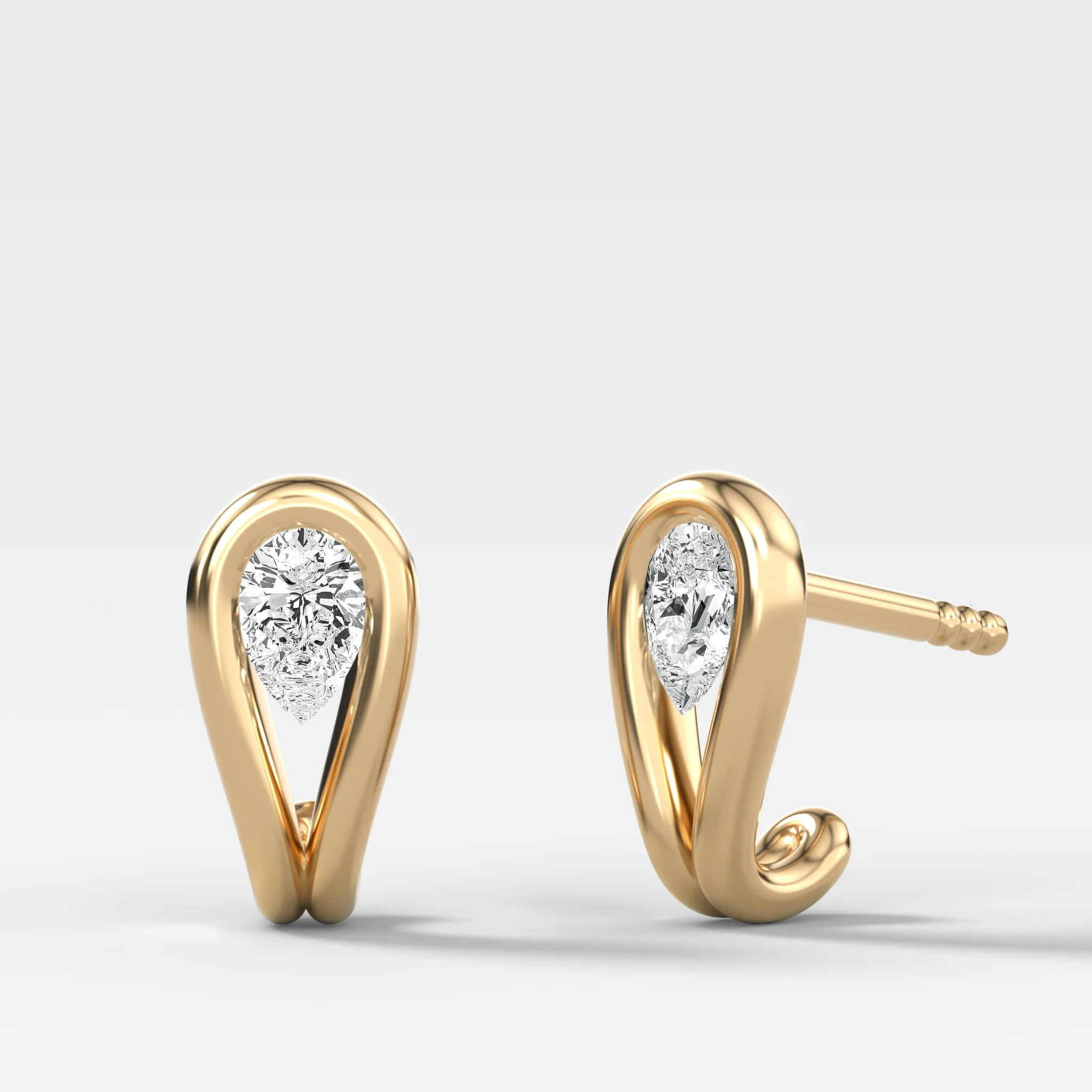 Image of Lasso Huggies with Pear Cut Diamonds