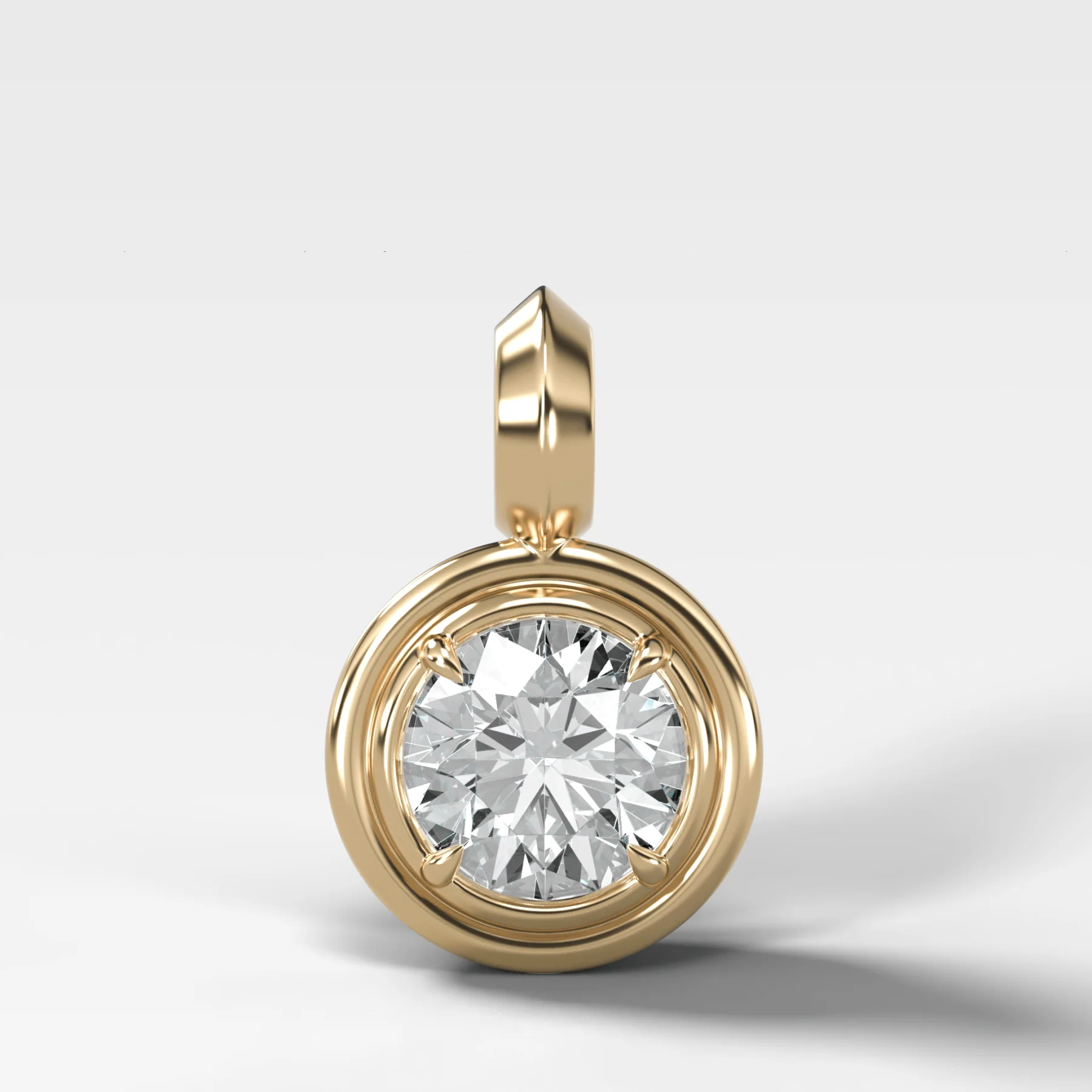 Image of Double Bezel Round Attachable Diamond Pendant