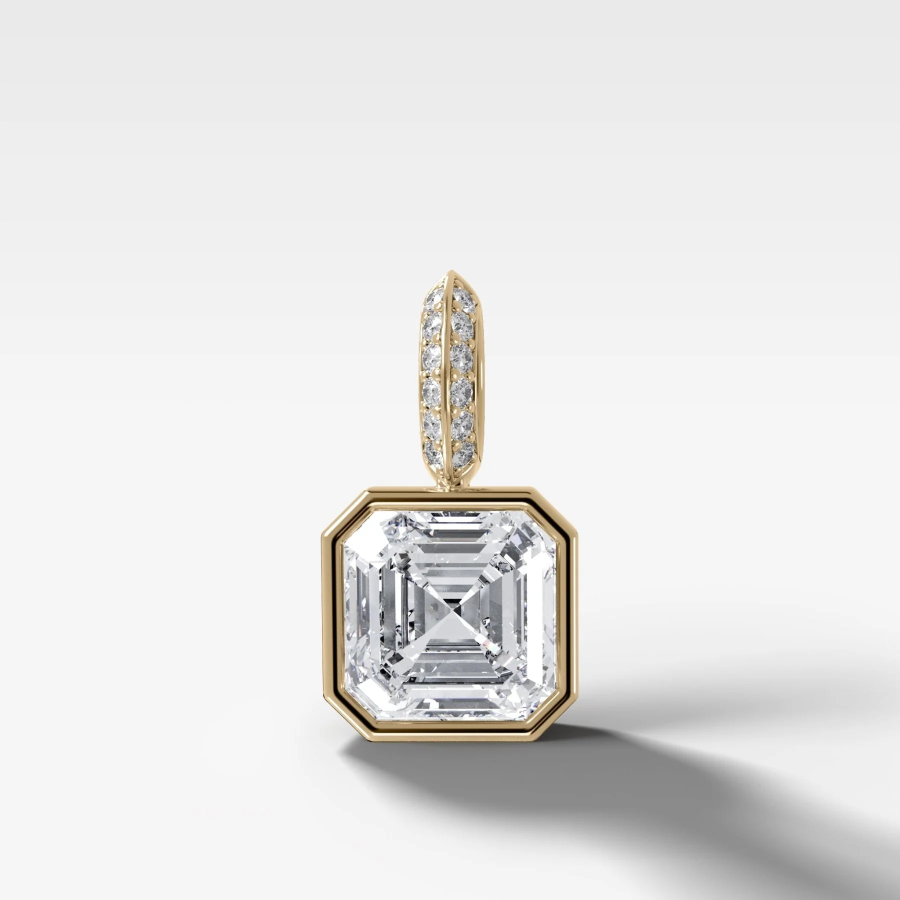 Image of Bezel Set Asscher Attachable Pendant with Pavé Bail