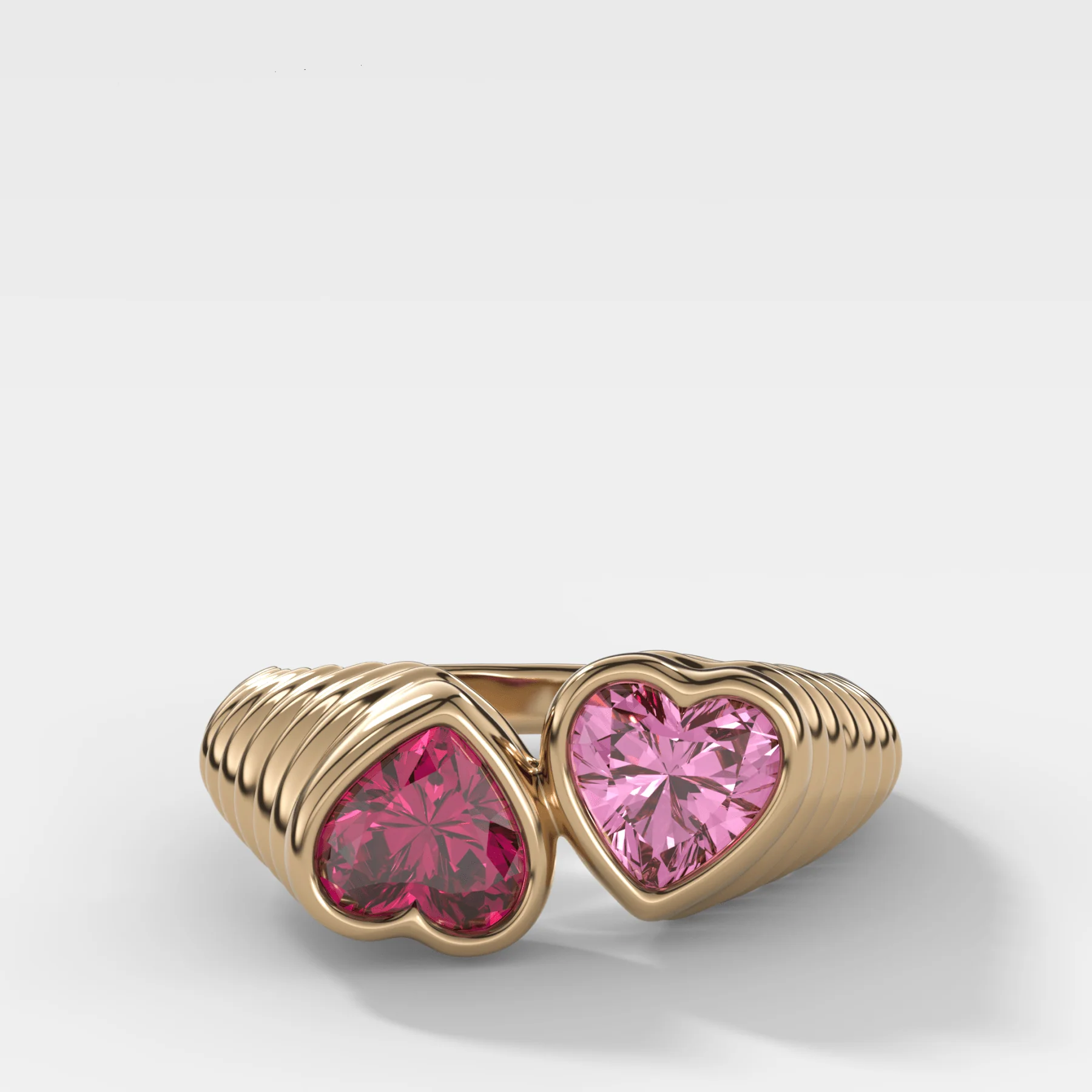 Image of Reverse Bezel Heart Ring&nbsp;with Red Ruby and Pink Sapphire