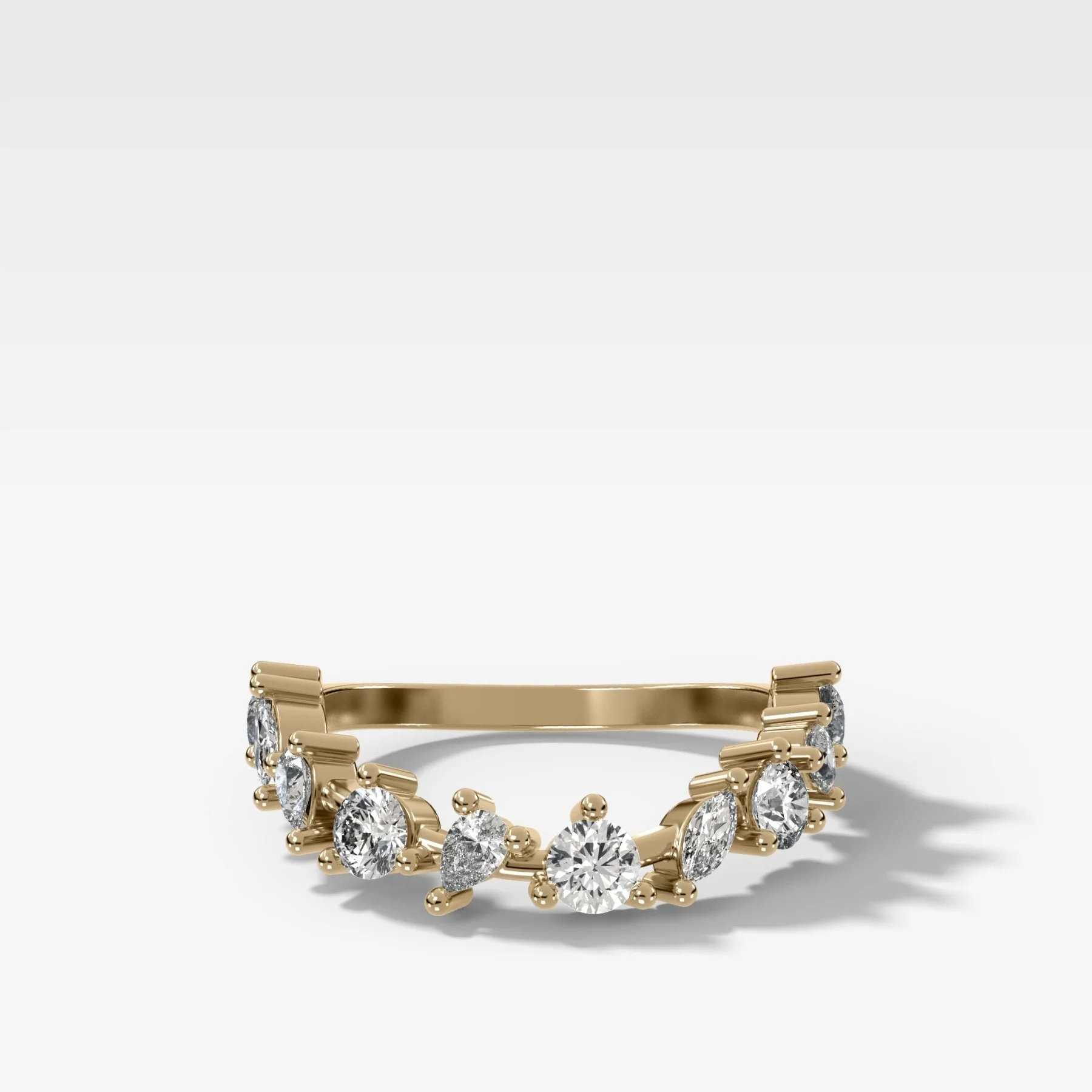 Image of Mixed Shape Contoured Wedding Band