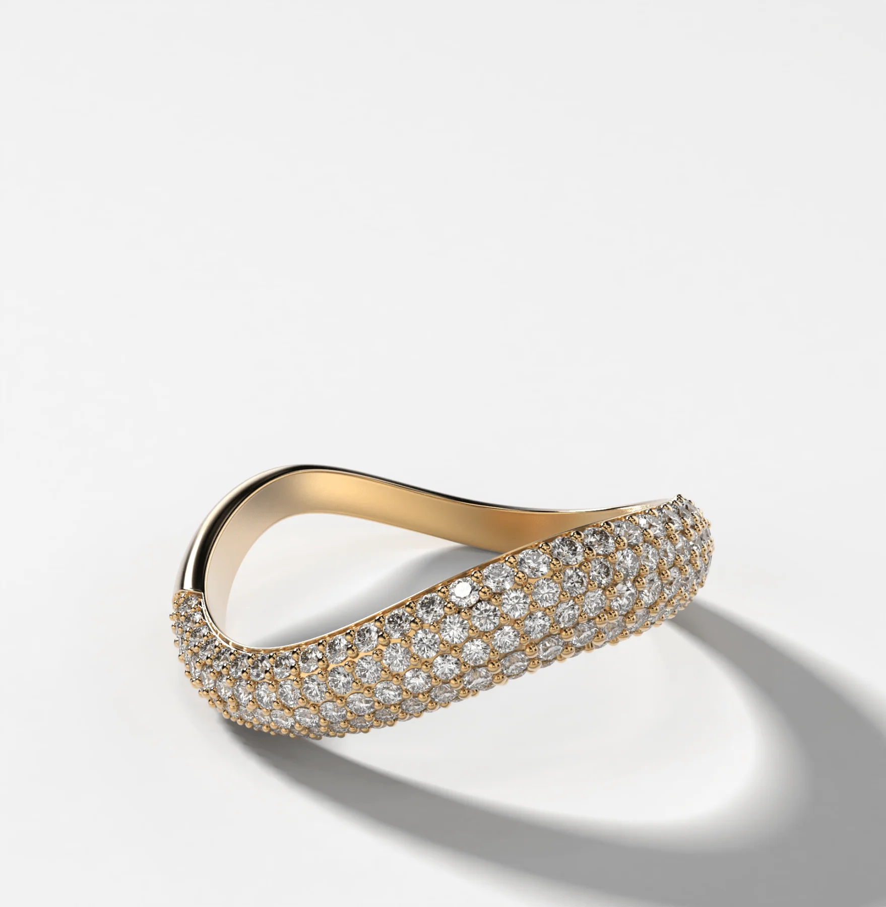 Image of Contoured Pavé Wedding Band