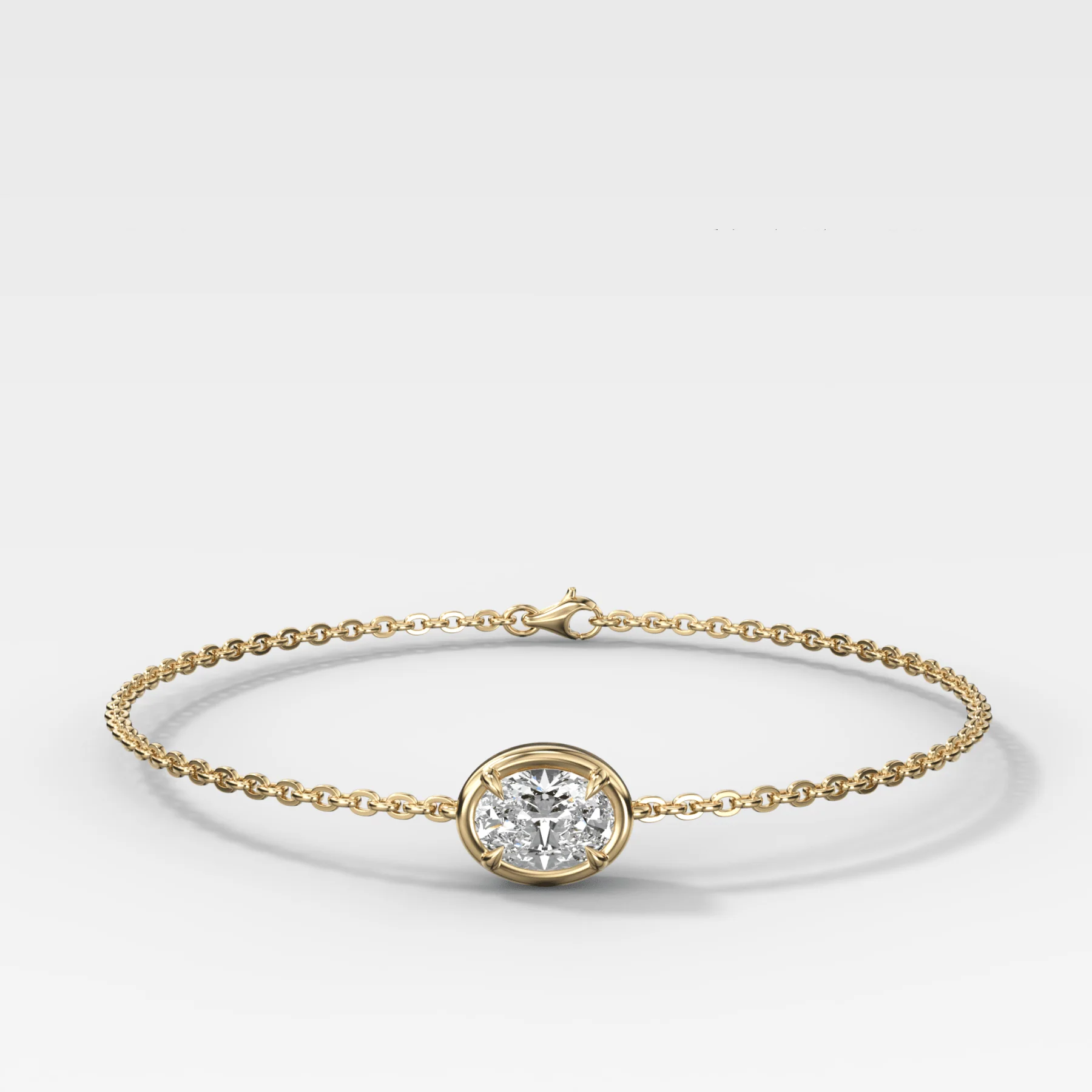 Image of Single Stone Bezel Bracelet with East West Oval Cut Diamond